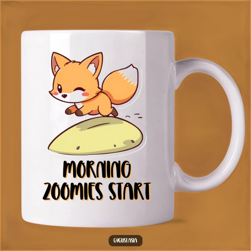Funny Playful Fox Zooming Mug - Wind in Tail Character Gift