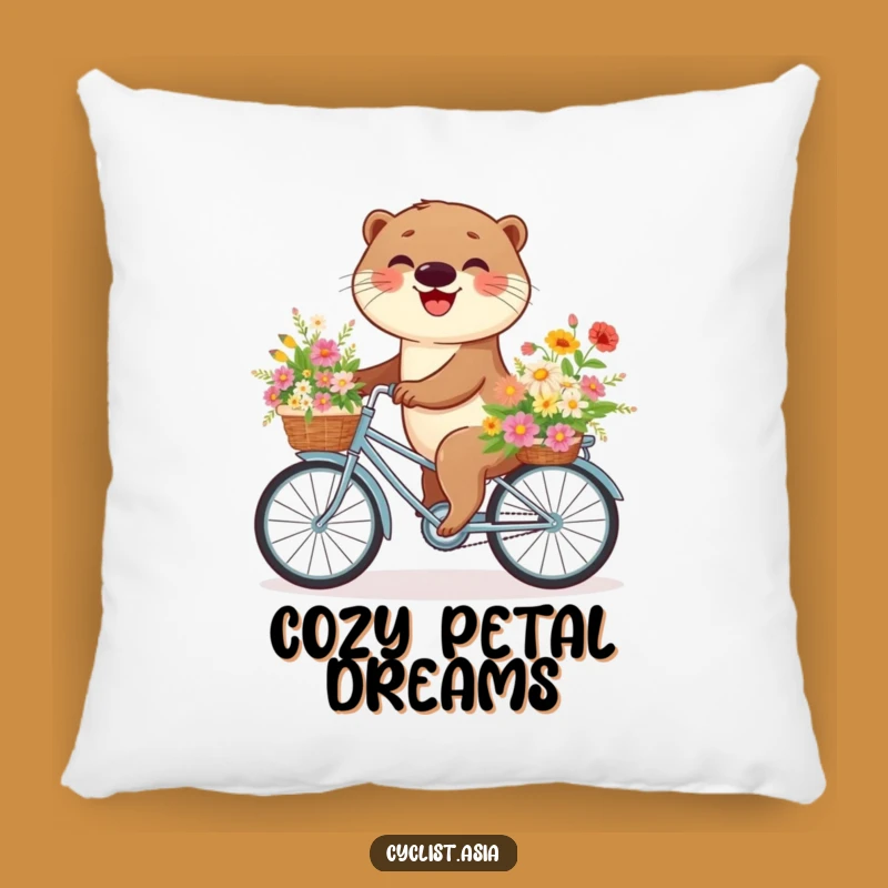 Cozy Funny Otter Flower Bike Pillow - Snuggle Up with Floral Cheer