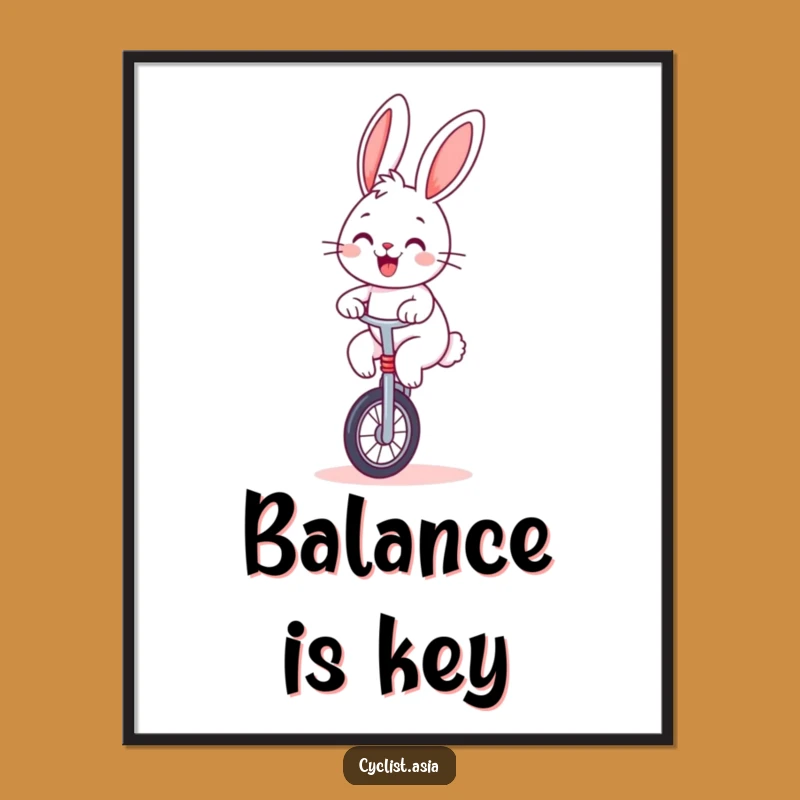 Funny Bunny Unicycle Art Print: Cheerful Bunny Digital Download, Instant Funny Gift