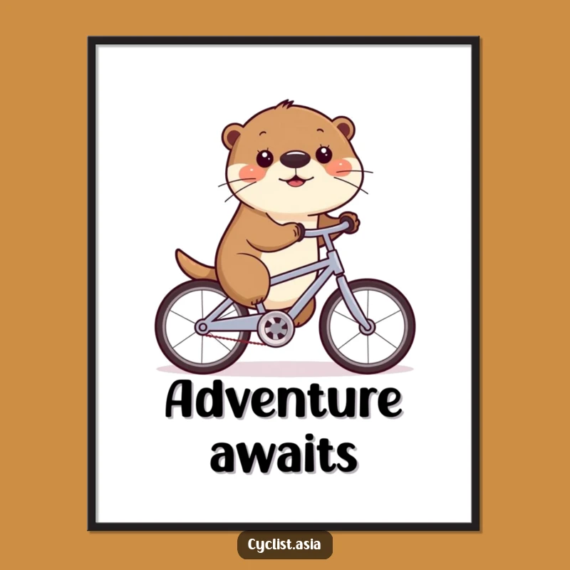 Funny Otter Cycling Digital Print: Instant Humorous Wall Art Download