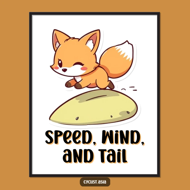 Funny Playful Fox Zooming Digital Art Print - Fast Character Decor
