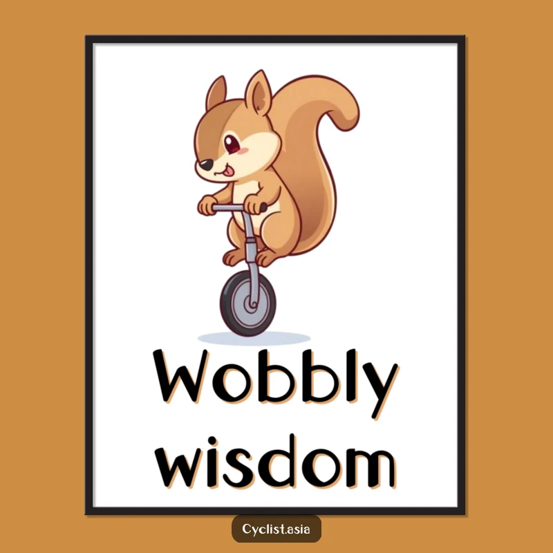 Funny Squirrel Unicycle Wobble Digital Art - Printable Humor for Your Walls