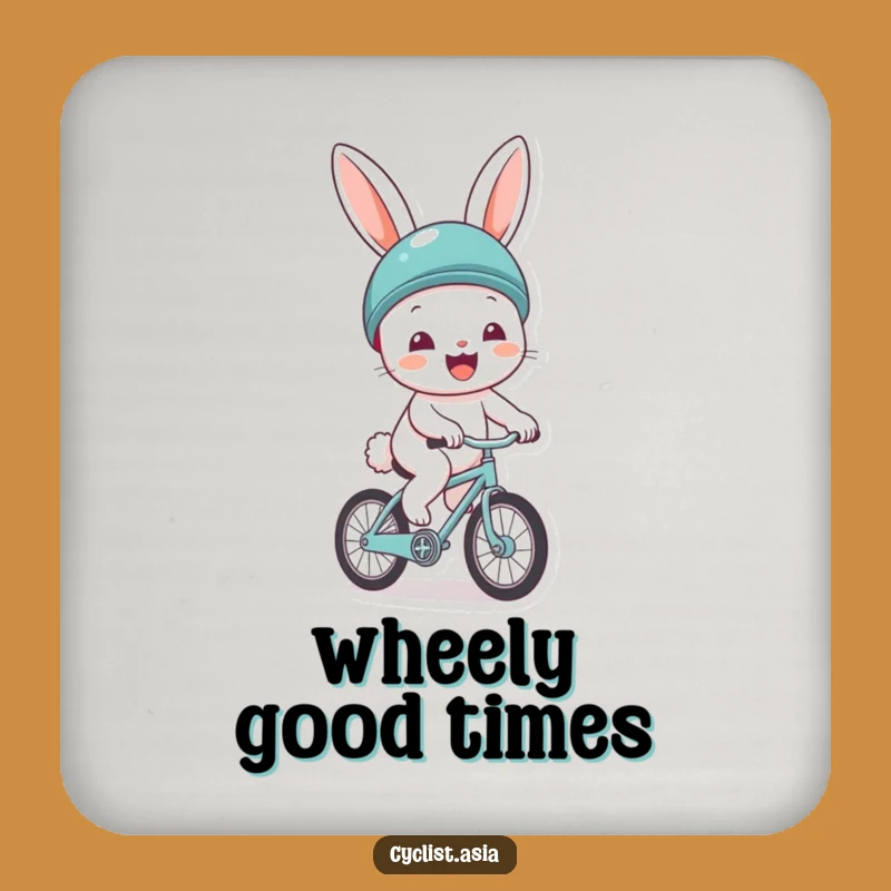 Funny Cheerful Bunny Helmet Bicycle Coaster - Joyful Rider Drink Protector