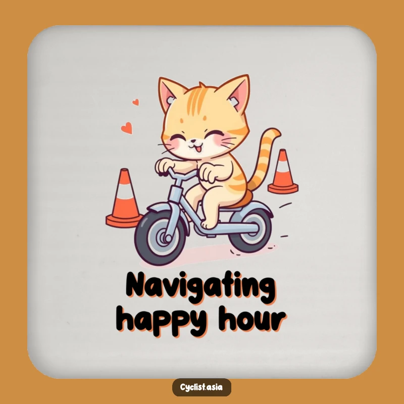 Funny Cat Tricycle Cones Coasters - Protect Surfaces with Feline Fun