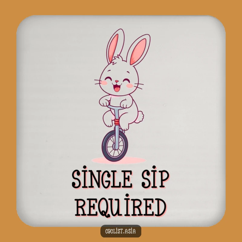 Funny Bunny Unicycle Coaster: Cheerful Bunny Drink Protector, a Tiny Funny Gift