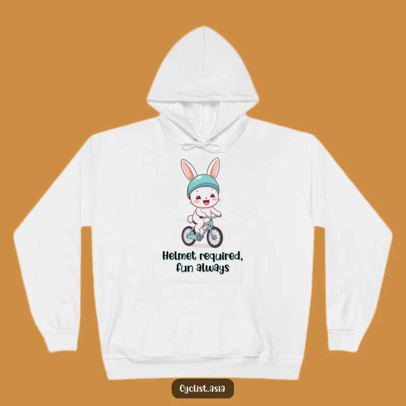 Funny Cheerful Bunny Helmet Bicycle Hoodie - Cozy Joyful Rider Gift