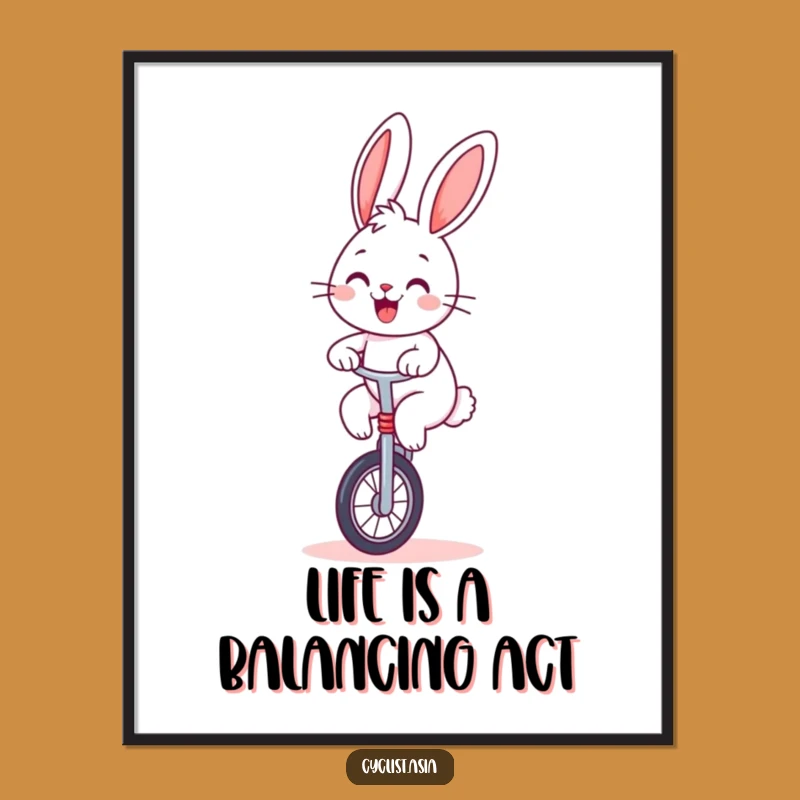 Funny Free Printable Bunny Unicycle Wall Art - Downloadable Humorous Decor