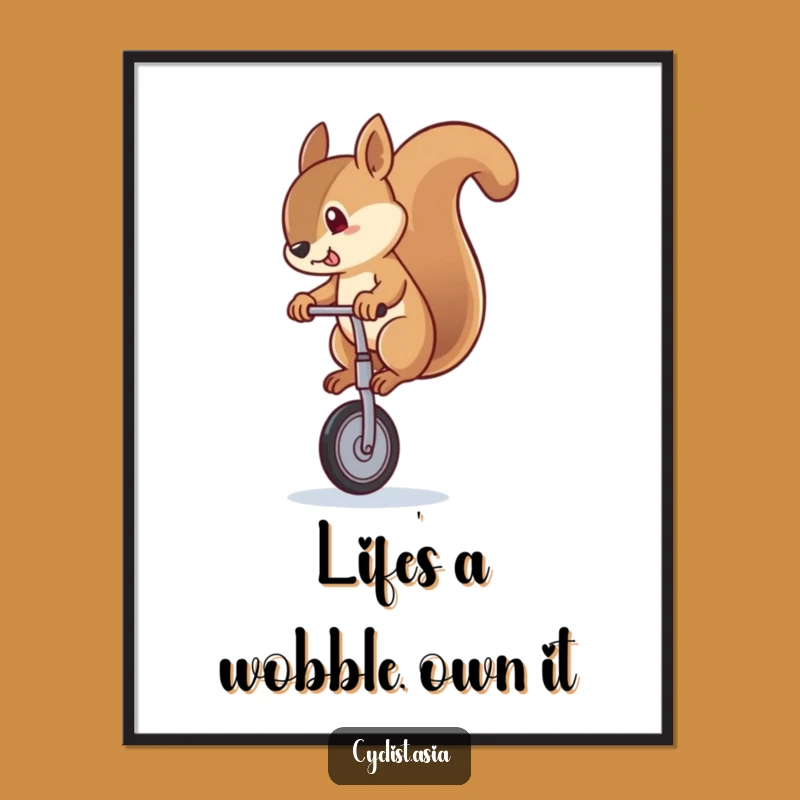 Funny Free Printable Wall Art: Squirrel Unicyclist - Quirky Downloadable Art for Home Decor
