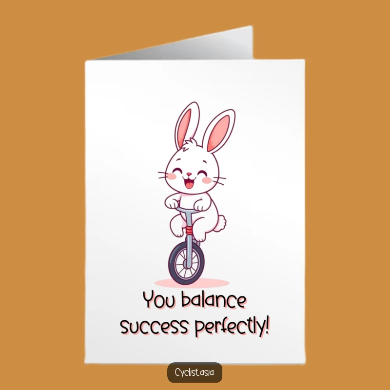 Free Printable Bunny Congrats Card - Unicycle Celebration Downloadable
