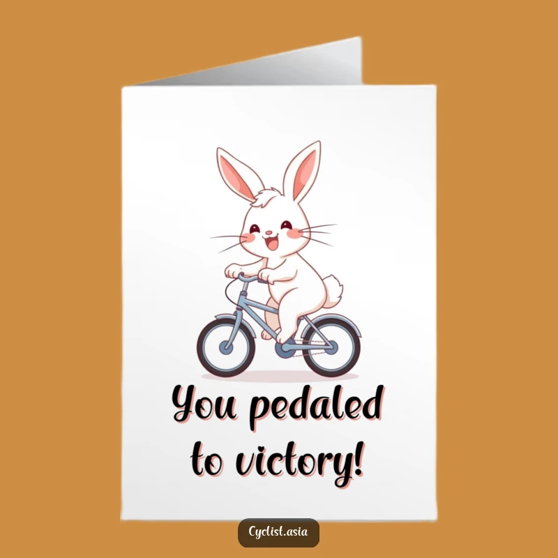 Free Printable Congrats Card: Bunny On Bike, Funny Downloadable Gift
