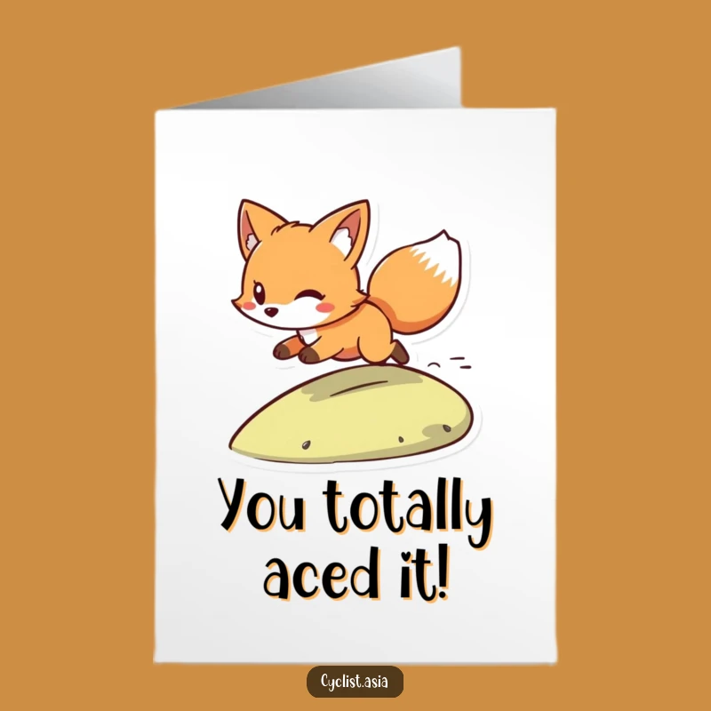 Free Printable Fox Congratulations Card: Zooming Hill Wind Funny Downloadable Gift