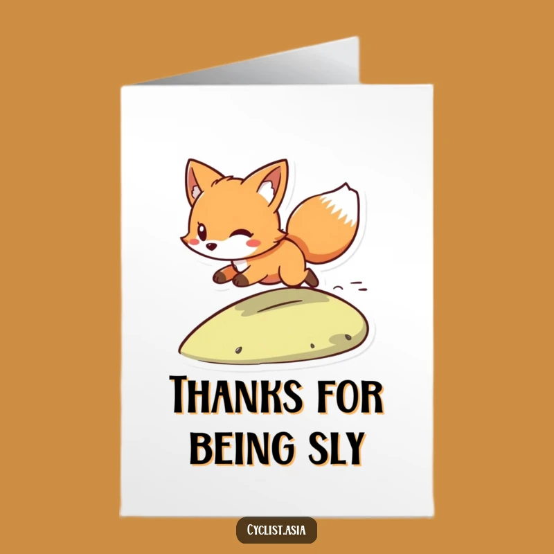 Free Printable Fox Thank You Card: Zooming Hill Wind Funny Downloadable Gift