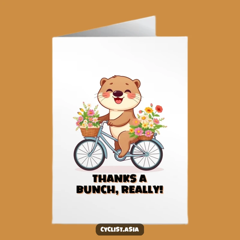 Free Printable Thank You Card: Otter's Flower Bike - Heartfelt Floral Appreciation Gift