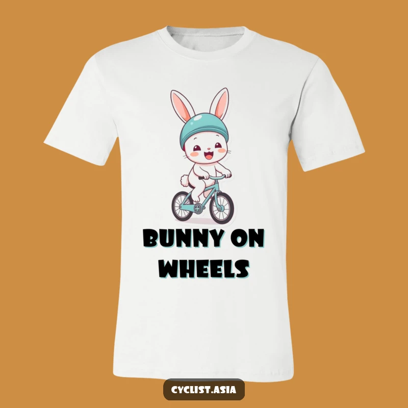 Funny Cheerful Bunny Helmet Bicycle T-Shirt - Joyful Rider Tee