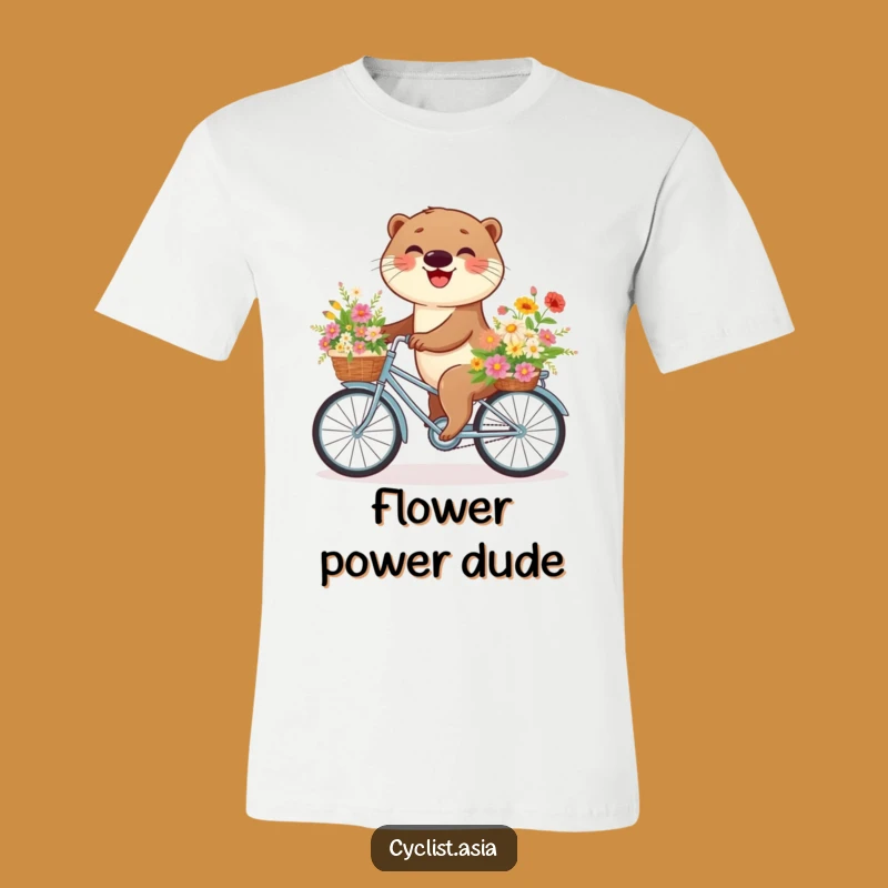 Funny Otter Flower Bike T-Shirt - Wear Your Happiness Outdoors