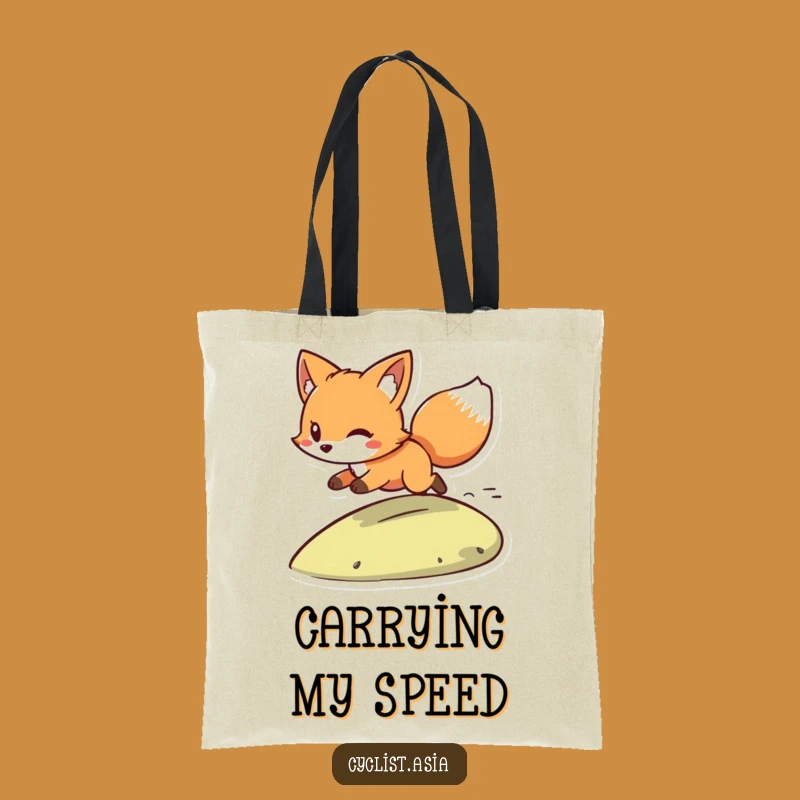 Funny Playful Fox Zooming Tote Bag - Fast Character Carryall