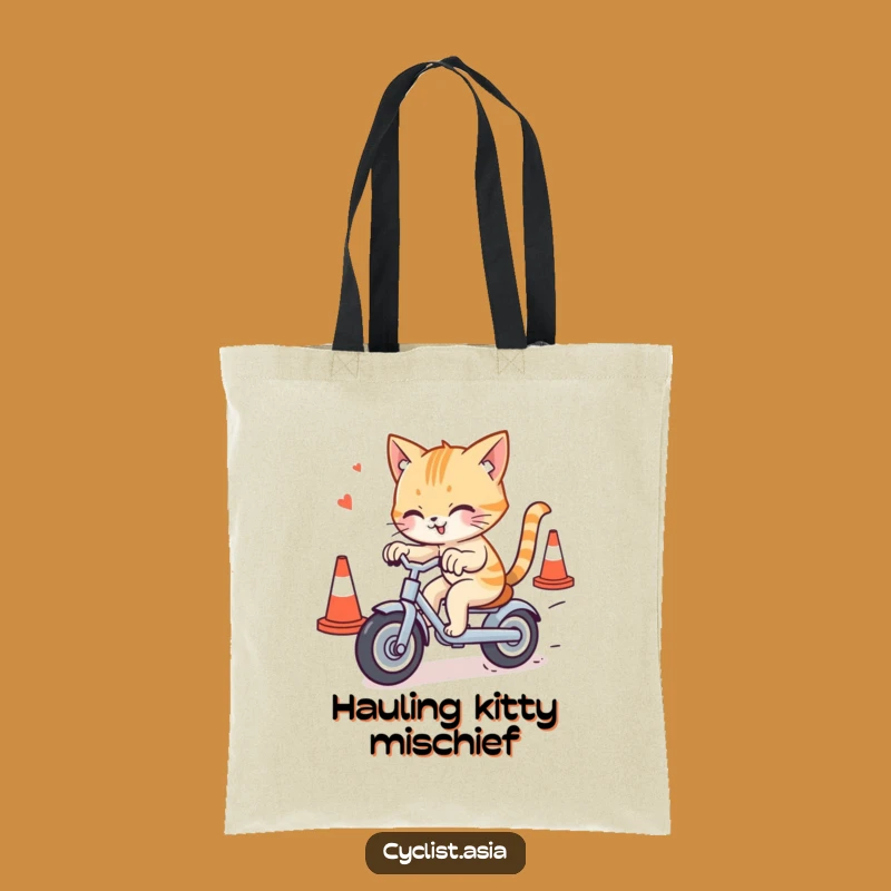 Funny Cat Tricycle Cones Tote Bag - Carry Your Pet's Antics