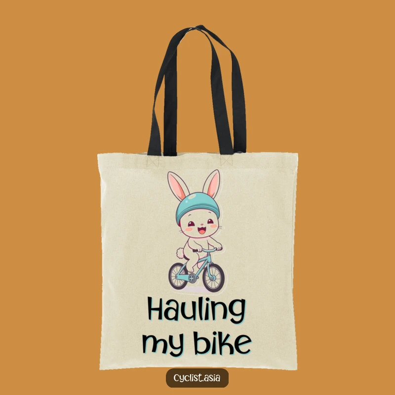 Funny Cheerful Bunny Helmet Bicycle Tote Bag - Joyful Ride Carryall