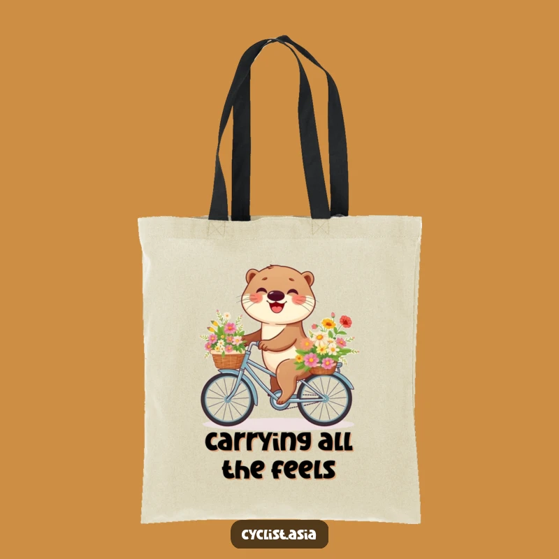Funny Otter Flower Bike Tote Bag - Carry Joy and Blooms Everywhere